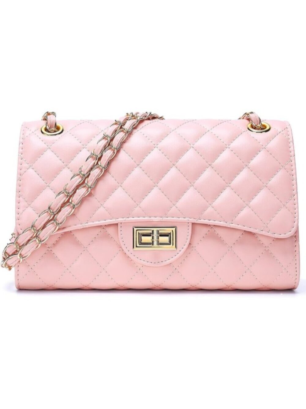 〽️Women's Pink Quilted Leather Crossbody Satchel Chain Strap Shoulder Bags